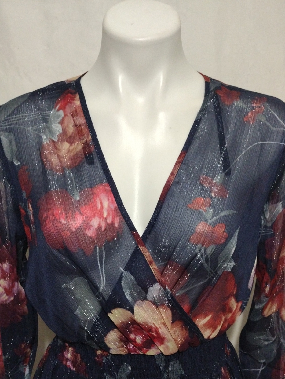 NWT Kate & Lily Navy Floral Maxi Dress Size 6 Romantic Cottagecore Wedding Guest - Picture 5 of 14